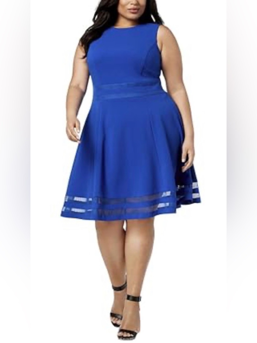 Calvin Klein Cobalt Blue Sleeveless Fit-and-Flare Dress- Size 14W - Picture 4 of 5